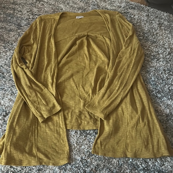 LOGO by Lori Goldstein Sweaters - LOGO by Lori Goldstein Yellow Waterfall Cardigan